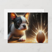 Carte Postale Adorable Boston Terrier Chiot Broken Egg (Devant / Derrière)