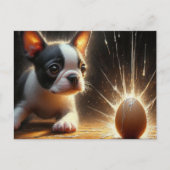 Carte Postale Adorable Boston Terrier Chiot Broken Egg (Devant)