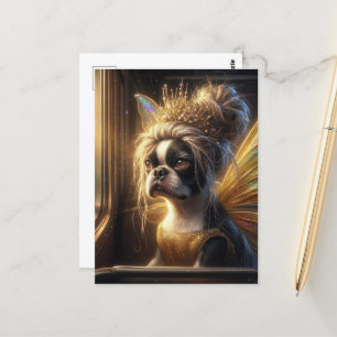Carte Postale Adorable Boston Terrier Fairy
