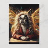 Carte Postale Adorable Boston Terrier Fairy in a Red Jacket (Devant)