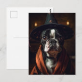Carte Postale Adorable Boston Terrier Halloween (Devant / Derrière)
