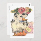 Carte Postale Adorable Canard bouffant de Pâques (Devant / Derrière)