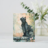CARTE POSTALE ADORABLE CAT WATERCOLOR ILLUSTRATION (Debout devant)