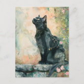 CARTE POSTALE ADORABLE CAT WATERCOLOR ILLUSTRATION (Devant)