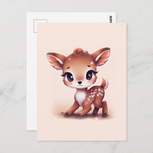 Carte Postale Adorable Cerf de Bébé (Devant / Derrière)
