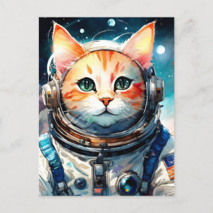 Carte Postale Adorable Chat d'astronaute américain