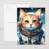 Carte Postale Adorable Chat d'astronaute américain (Devant / Derrière)