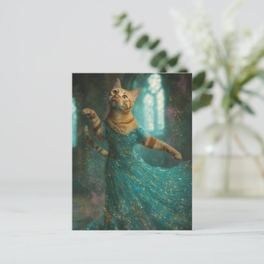 Carte Postale Adorable Chat de Gingembre Dansant (Debout devant)