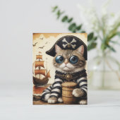 Carte Postale Adorable chat de pirate (Debout devant)