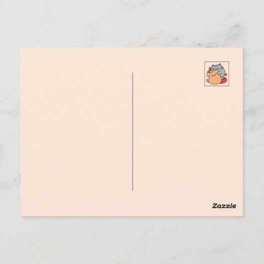 Carte Postale Adorable chat et chien Hug - Meow & Woof Design (Dos)