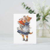 Carte Postale Adorable Chat Kitty Accroche Sa Poupée Cassée. (Debout devant)