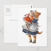 Carte Postale Adorable Chat Kitty Accroche Sa Poupée Cassée. (Devant / Derrière)