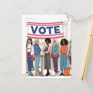 Carte Postale Adorable Chat Ladies Vote