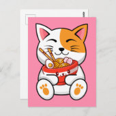 Carte postale adorable Chat Noodles (Devant / Derrière)