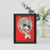 Carte Postale adorable chiot dans le miroir (Debout devant)