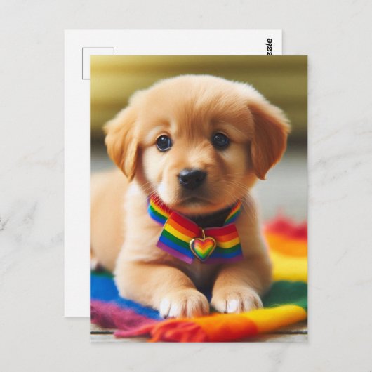 Carte Postale adorable chiot de fierté (Devant / Derrière)