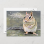 Carte Postale Adorable Chipmunk avec Citation d'amitié (Devant / Derrière)