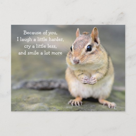 Carte Postale Adorable Chipmunk avec Citation d'amitié (Devant)
