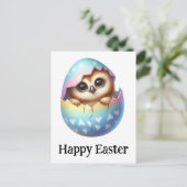 Carte Postale adorable chouette de Pâques (Debout devant)
