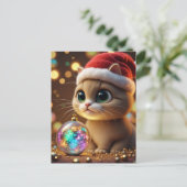 Carte Postale Adorable Christmas Kitten (Debout devant)