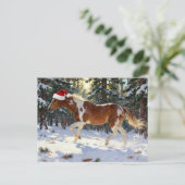 Carte Postale Adorable Christmas Paint Horse Mare Winter Forest (Debout devant)