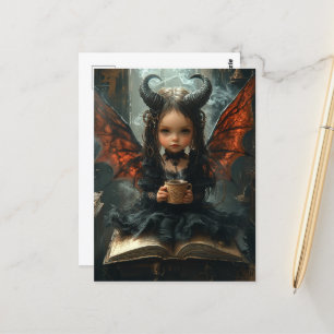 Carte Postale Adorable Dark Angel avec café et livre