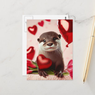 Carte postale adorable de loutre de la Saint-Valen