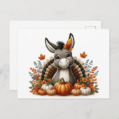 Carte Postale Adorable Donkey Thanksgiving (Devant / Derrière)