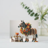 Carte Postale Adorable Donkey Thanksgiving (Debout devant)