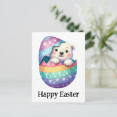 Carte Postale Adorable Drôle mignon Bébé Pâques Ours Polaire (Debout devant)