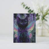 Carte Postale Adorable drôle mignon chat noir fée (Debout devant)