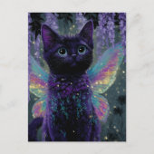 Carte Postale Adorable drôle mignon chat noir fée (Devant)
