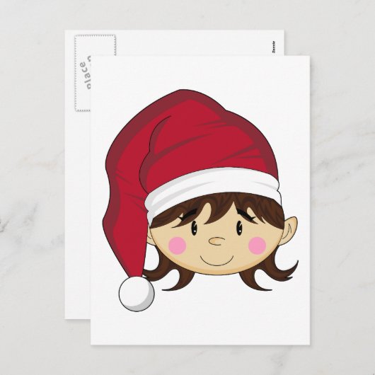 Carte postale adorable elfe de Noël (Devant / Derrière)