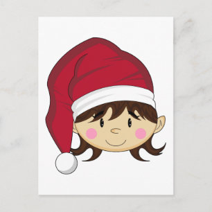 Carte postale adorable elfe de Noël