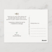 Carte Postale adorable étendoir rose | MERCI BABY SHOWER (Dos)