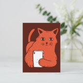 Carte Postale Adorable Fantasy Cat With a Cellphone (Debout devant)