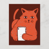 Carte Postale Adorable Fantasy Cat With a Cellphone (Devant)