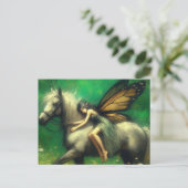 Carte Postale Adorable Fée endormi sur un cheval (Debout devant)