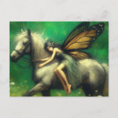 Carte Postale Adorable Fée endormi sur un cheval (Devant)
