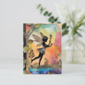 Carte Postale Adorable Fée Mixte Média Collage (Debout devant)