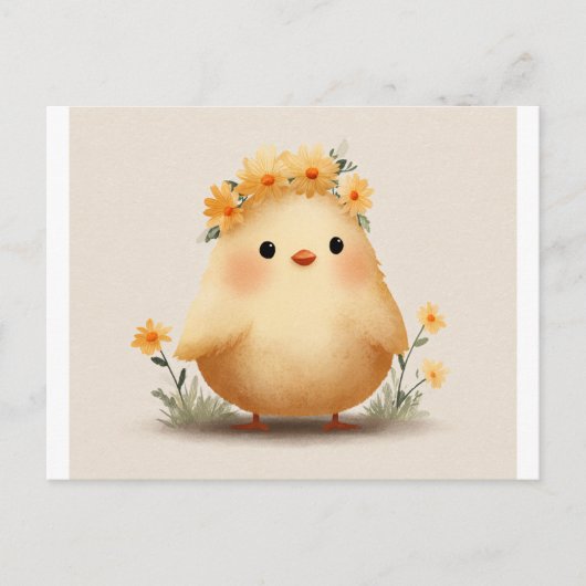 Carte Postale Adorable Flower Crown Chick Postcard (Devant)