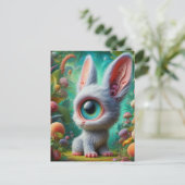 Carte Postale Adorable Fluffy One Eyed Bunny (Debout devant)