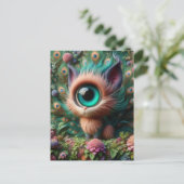 Carte Postale Adorable Fluffy One Eyed Kitty (Debout devant)