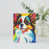 Carte Postale Adorable Fluffy Toy Papillon Portrait de chien (Debout devant)