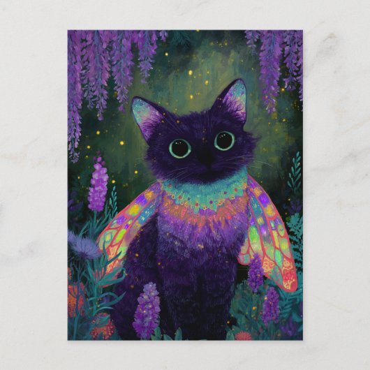 Carte Postale Adorable Funny Black Cat Fairy (Devant)