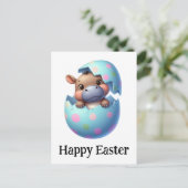 Carte Postale Adorable Funny mignon Bébé de Pâques Hippo (Debout devant)
