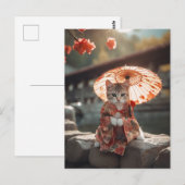 Carte Postale Adorable Geisha Kitten (Devant / Derrière)