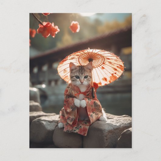 Carte Postale Adorable Geisha Kitten (Devant)