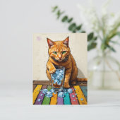 Carte Postale Adorable Ginger Cat and Ice (Debout devant)
