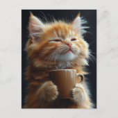 Carte Postale Adorable Ginger Kitten avec café (Devant)